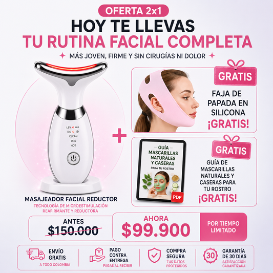 Combo Facial Reafirmante 2x1 Masajeador facial + GRATIS Faja De Papada En Silicona